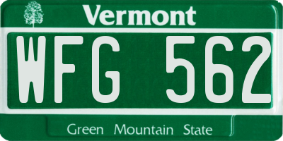 VT license plate WFG562
