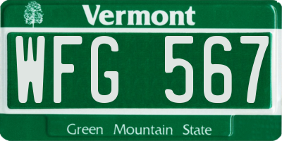 VT license plate WFG567