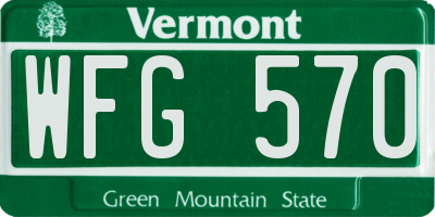 VT license plate WFG570