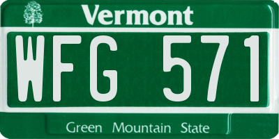 VT license plate WFG571
