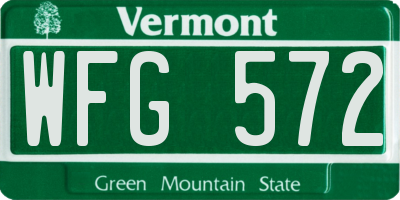 VT license plate WFG572