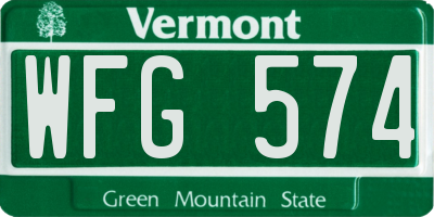 VT license plate WFG574