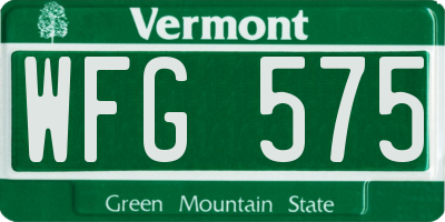 VT license plate WFG575