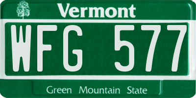 VT license plate WFG577
