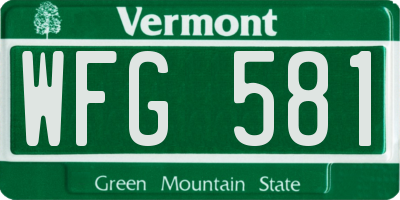 VT license plate WFG581