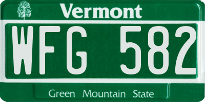 VT license plate WFG582