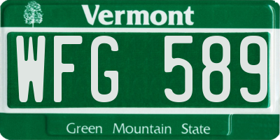 VT license plate WFG589
