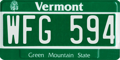 VT license plate WFG594