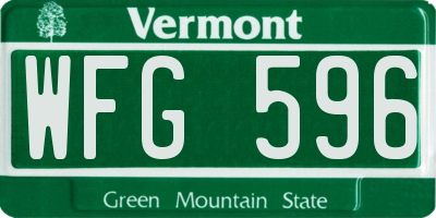 VT license plate WFG596