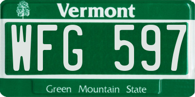 VT license plate WFG597