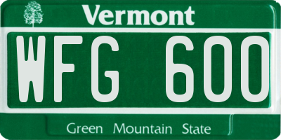 VT license plate WFG600