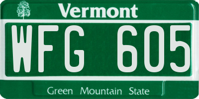 VT license plate WFG605