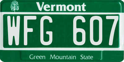 VT license plate WFG607