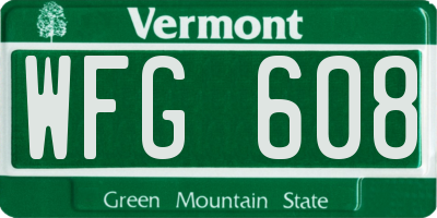VT license plate WFG608