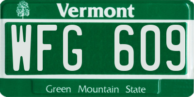 VT license plate WFG609