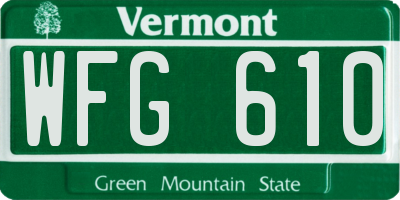 VT license plate WFG610