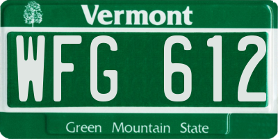 VT license plate WFG612