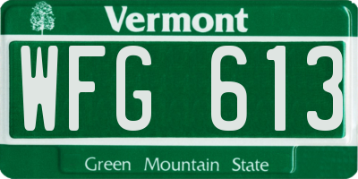 VT license plate WFG613