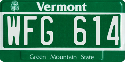 VT license plate WFG614