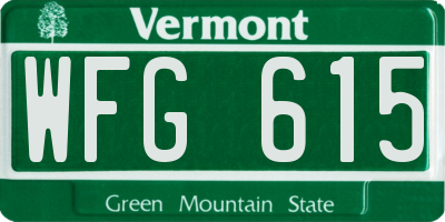 VT license plate WFG615