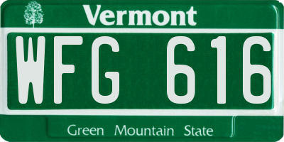 VT license plate WFG616