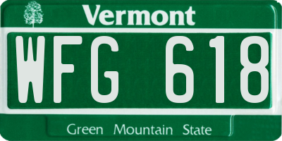 VT license plate WFG618