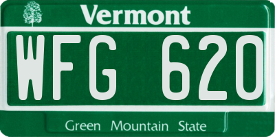 VT license plate WFG620