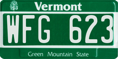 VT license plate WFG623