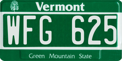 VT license plate WFG625