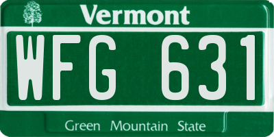 VT license plate WFG631