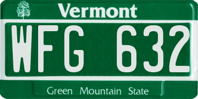 VT license plate WFG632