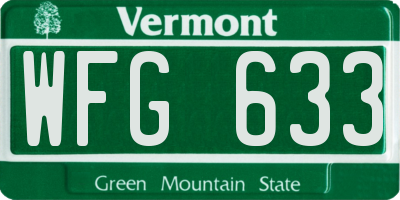 VT license plate WFG633
