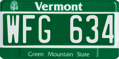 VT license plate WFG634