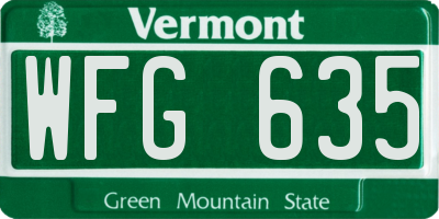 VT license plate WFG635