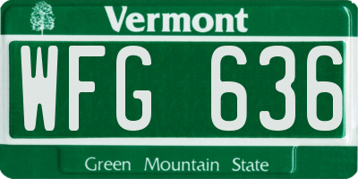VT license plate WFG636