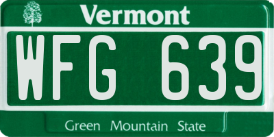 VT license plate WFG639