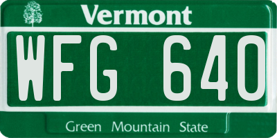 VT license plate WFG640