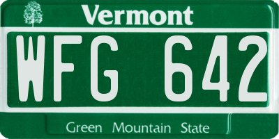 VT license plate WFG642