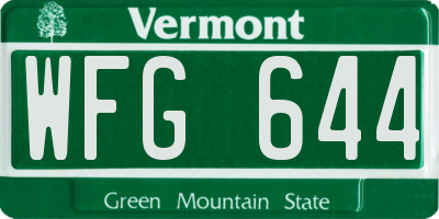 VT license plate WFG644