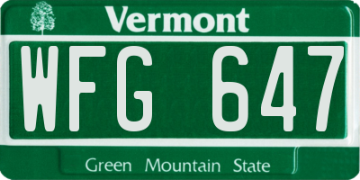 VT license plate WFG647