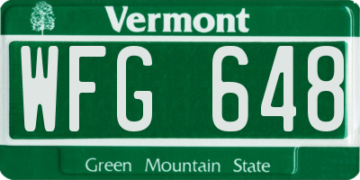 VT license plate WFG648