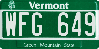 VT license plate WFG649