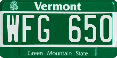 VT license plate WFG650
