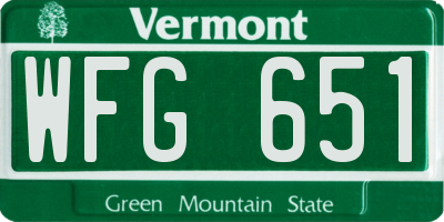 VT license plate WFG651