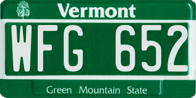 VT license plate WFG652