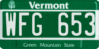 VT license plate WFG653