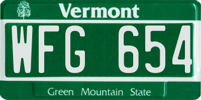 VT license plate WFG654