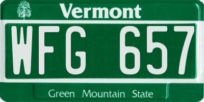 VT license plate WFG657