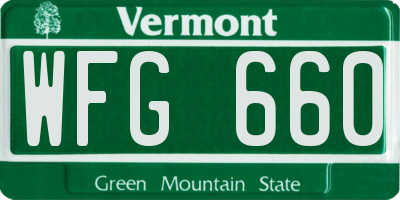 VT license plate WFG660