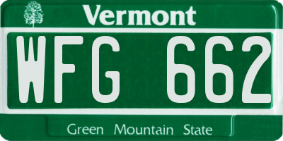 VT license plate WFG662